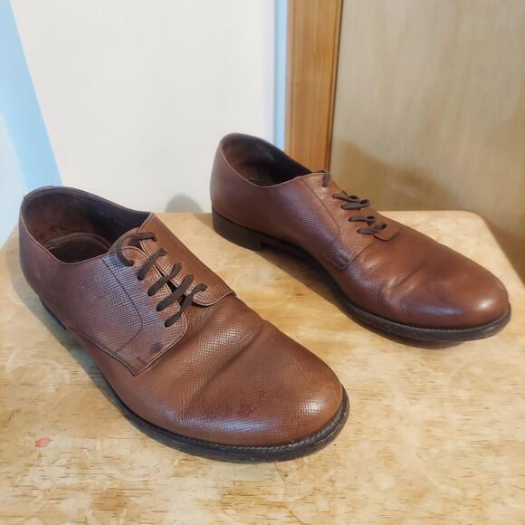 Prada Saffiano Derby 2EE049 Men\'s US 10 Brown Leather Oxford Business Shoes main image 5